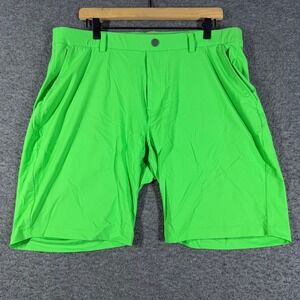 Redvanly Mens Golf Shorts Neon Green Performance Stretch XL 9" Inseam